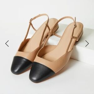 Beige and Black Women's Slingback Shoes Size 10